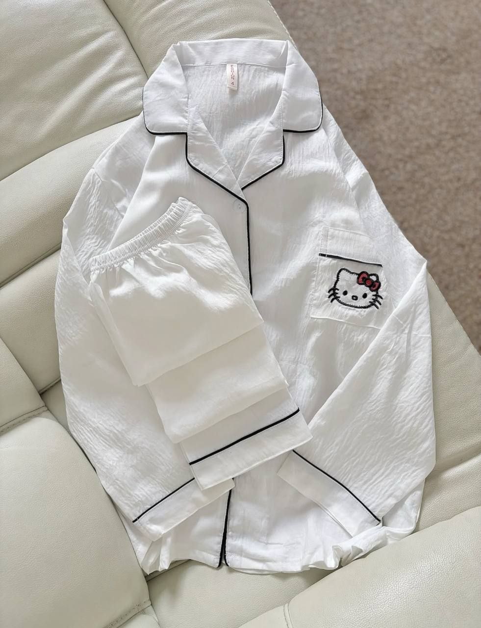 ست دو تیکه آستین بلند نخ موسلین