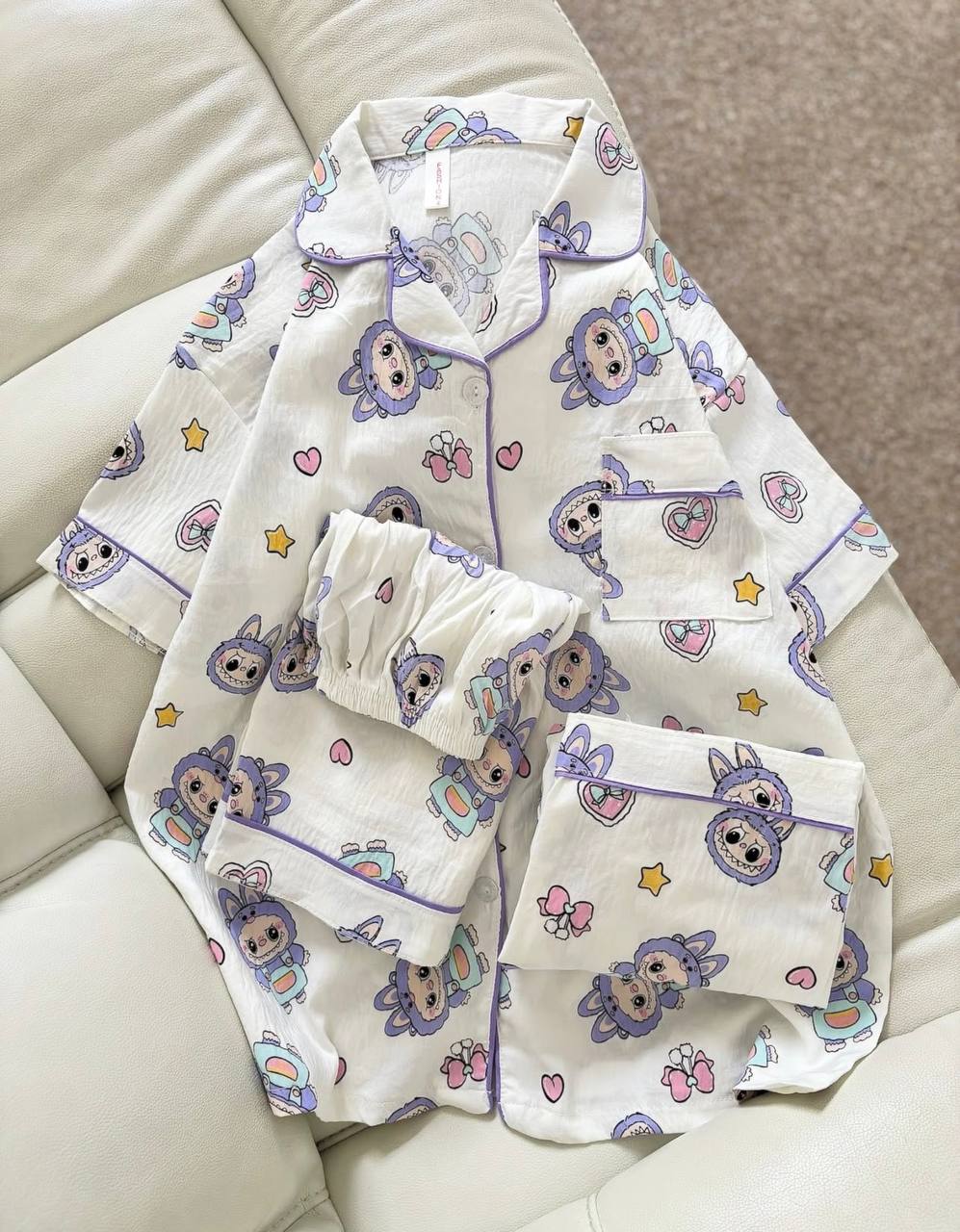 ست سه تیکه جلو دکمه موسلین لبوبو