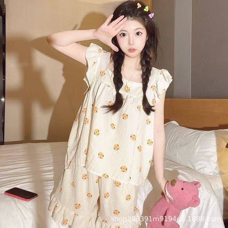ست تاپ و شورتک نخی زنانه دخترانه وارداتی