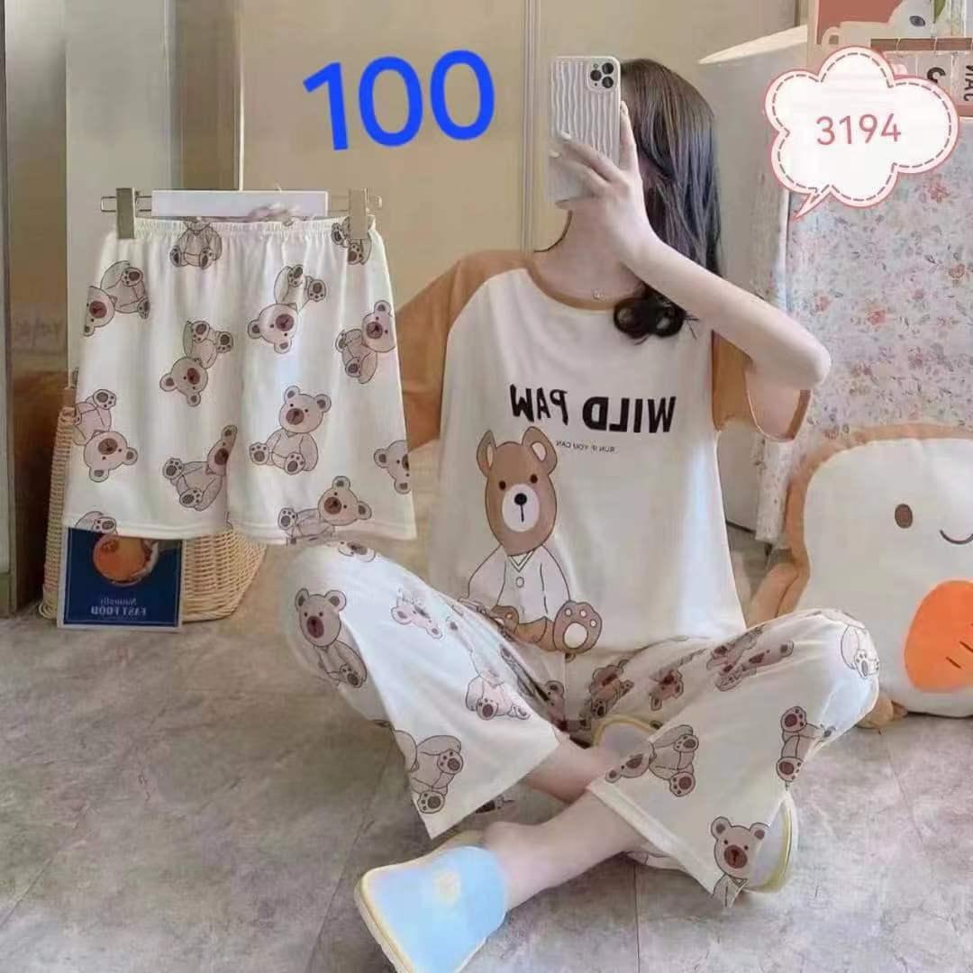 ست سه تیکه زنانه و دخترانه وارداتی (بلوز+شلوار+شورتک)